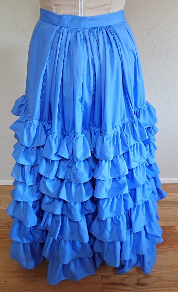 1880s Reproduction Blue Tissot Quiet Bustle Skirt Back.
