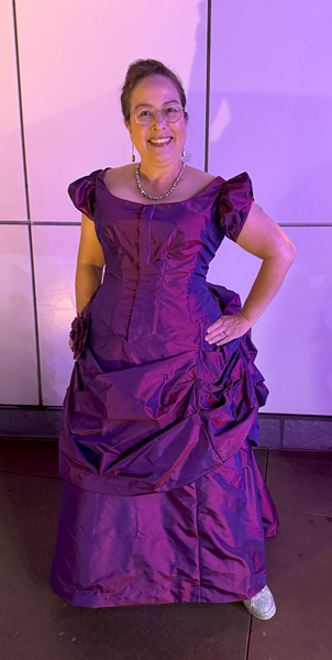 Reproduction 1880s Intergalactic Purple Evening Dress at Crocker ArtMix November 2024. 