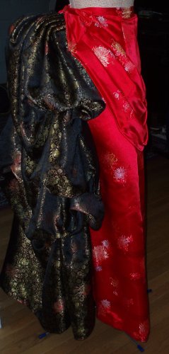 red chrysanthemum bustle dress