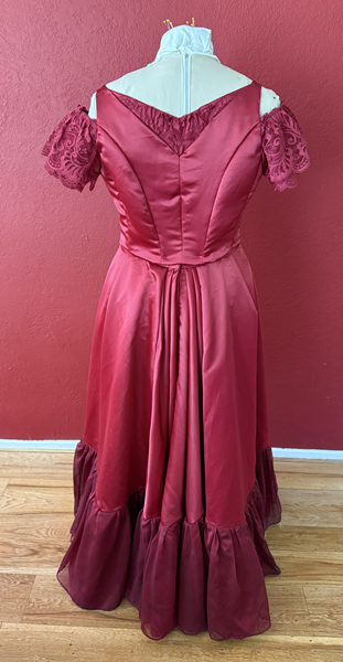 Reproduction 1890s Burgundy Ballgown Back.  Truly Victorian TV490 and McCall's M8231