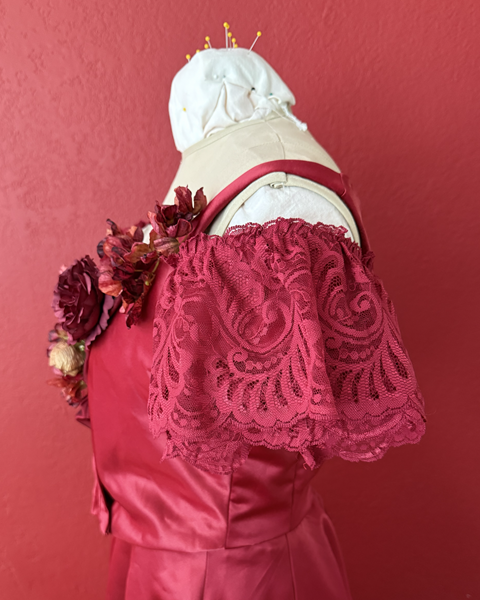 Reproduction 1890s Burgundy Ballgown Bodice Right. Truly Victorian TV490 