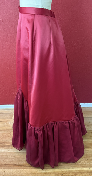 Reproduction 1890s Burgundy Ballgown Skirt Left. McCall's M8231
