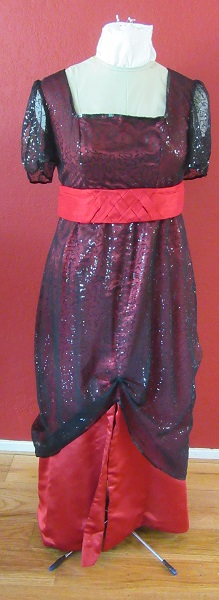 Reproduction 1910s Evening Dress Front - Red and Black. Laughing Moon #104