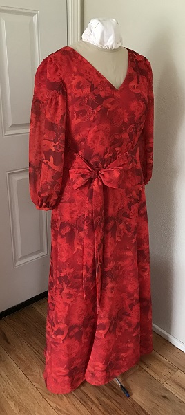 1927 Reproduction Red Koi Dress  Right Quarter View. 