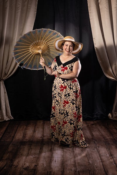 1930s Beach Pajamas at Costume College 2024. Photo by Mark Edwards Photographer.  Wearing History 3017. 