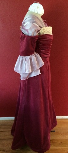 1900s Reproduction Raspberry Velvet Ball Gown Dress Right.